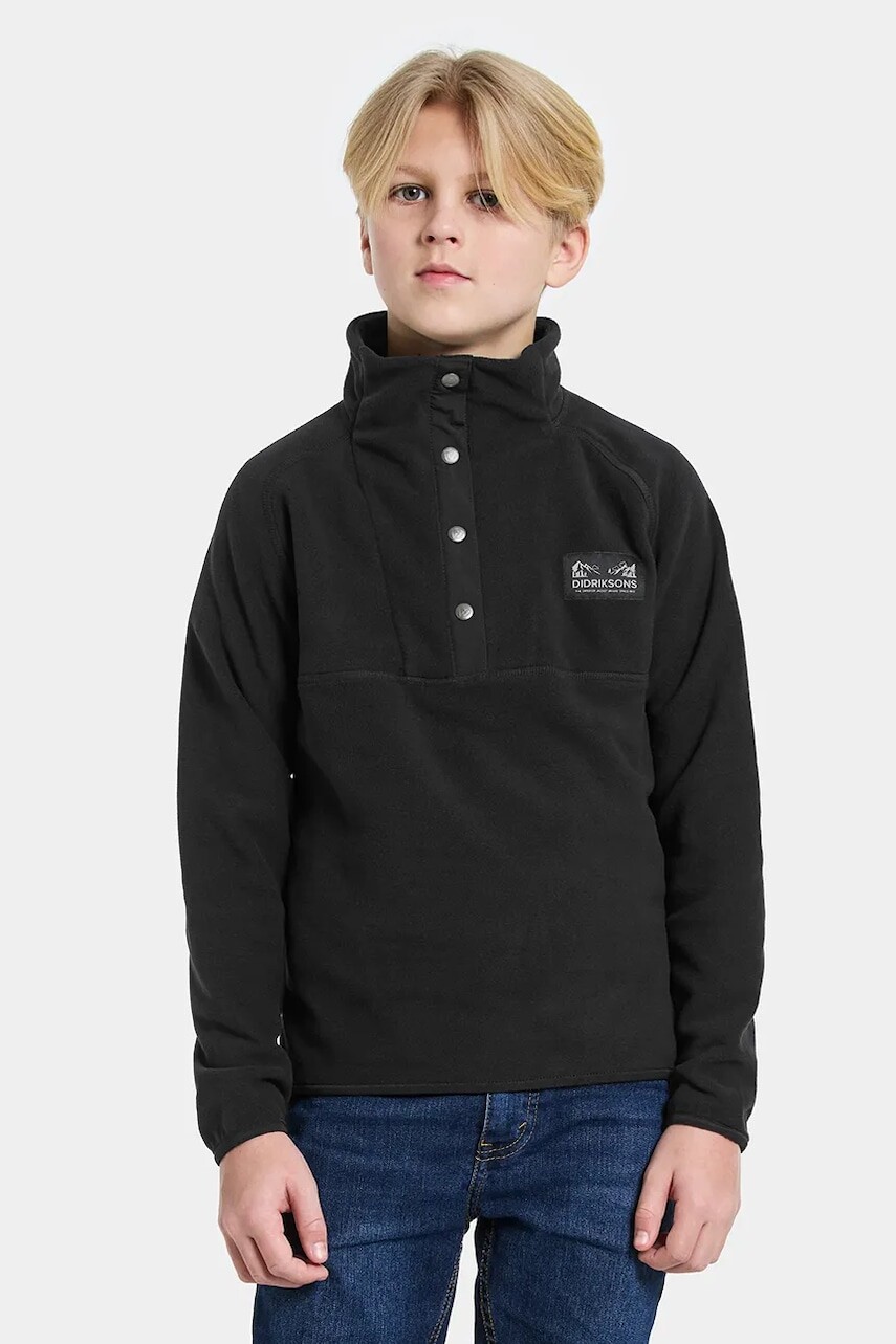 Detská mikina Didriksons YOKTO K 1/2 BTN 2 čierna farba, jednofarebná, 505780