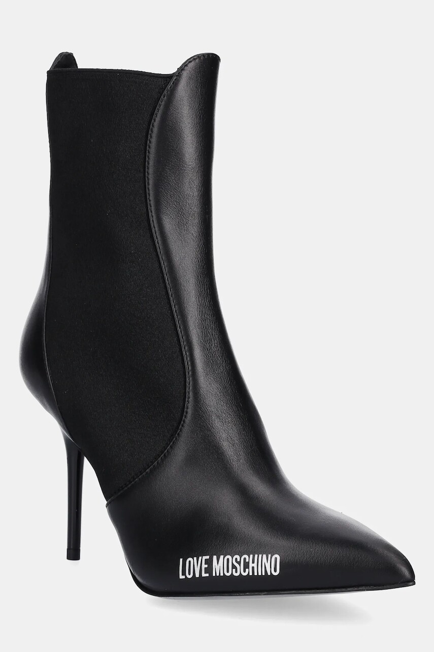 Členkové topánky Love Moschino čierna farba, na vysokom podpätku, JA21059G1NIA0000