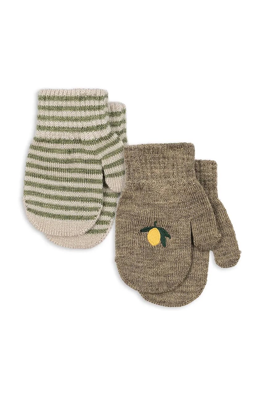 Rukavice Konges Sløjd 2 PACK FILLA MITTENS zelená farba, KS103431