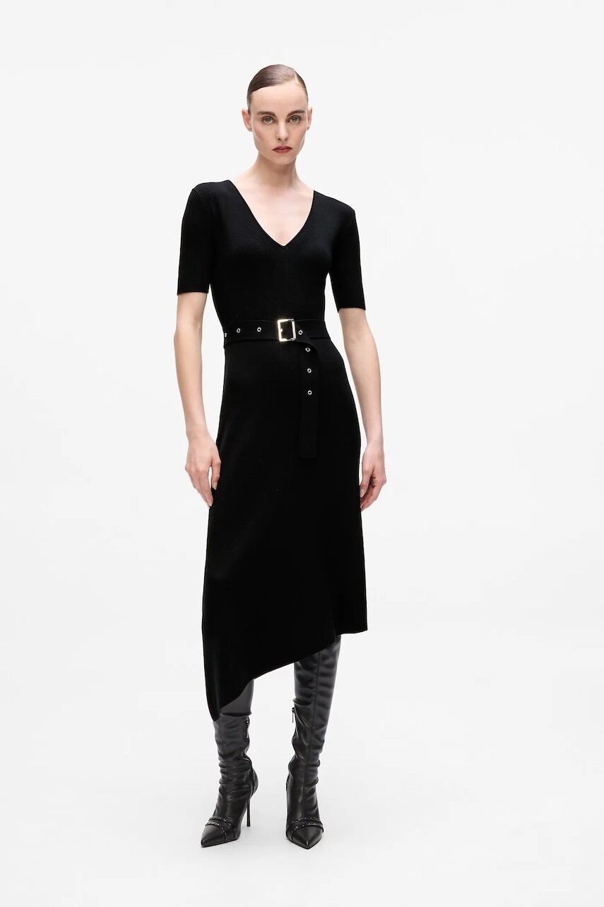 Šaty Karl Lagerfeld čierna farba, midi, priliehavé, A4W13026