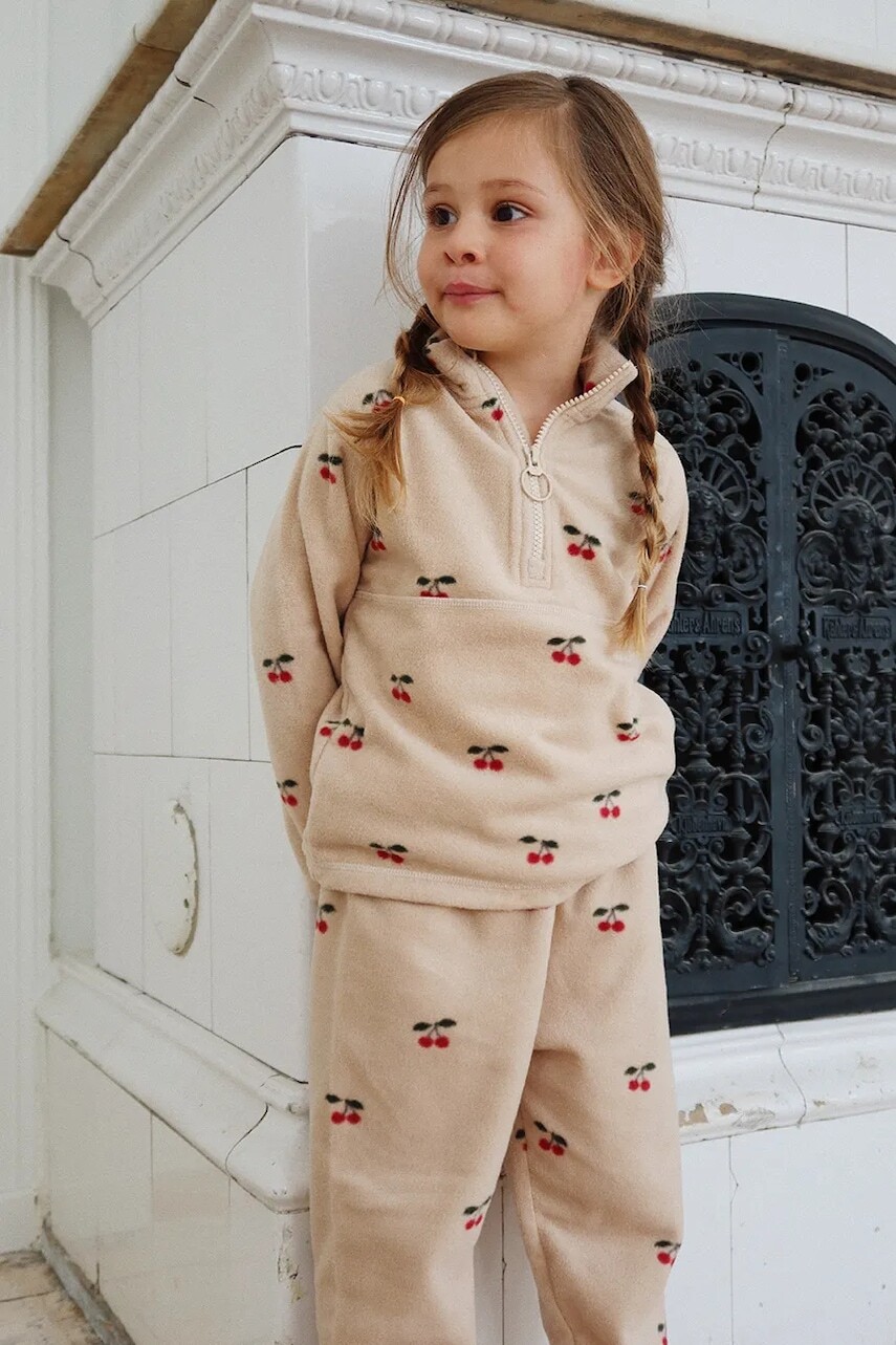 Detské nohavice Konges Sløjd TAVI FLEECE PANTS GRS béžová farba, jednofarebné, KS103623