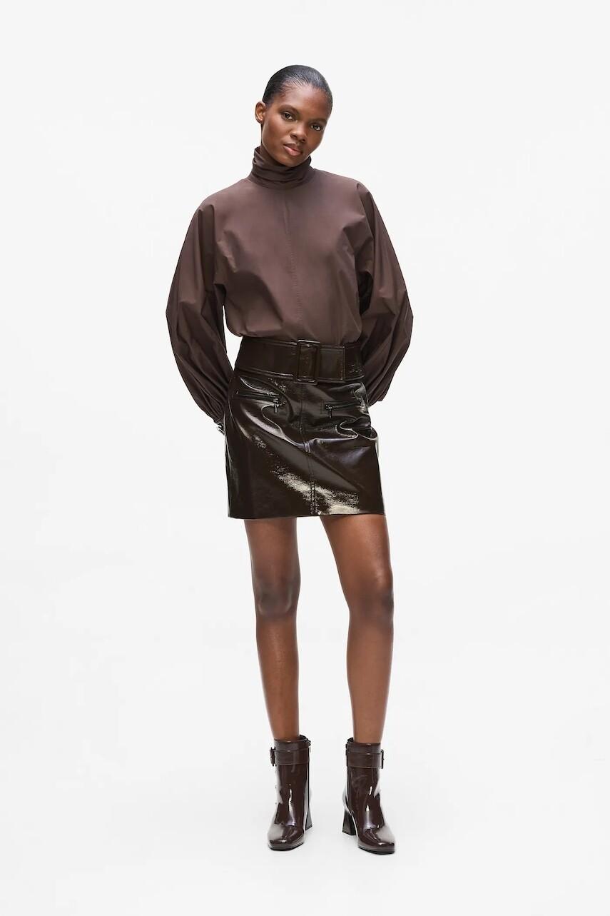 Sukňa Karl Lagerfeld hnedá farba, mini, rovný strih, A4W12018