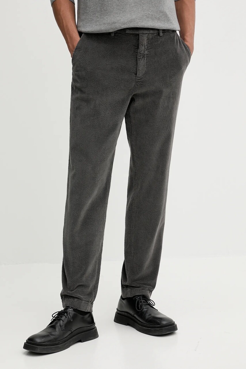 Menčestrové nohavice BARENA VENEZIA Pantalone Capovae šedá farba, rovný strih, PAU5260.2784