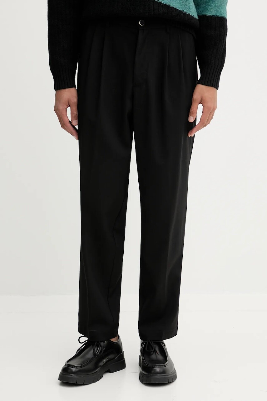 Vlnené nohavice BARENA VENEZIA Pantalone Nerio čierna farba, rovný strih, PAU5252.499