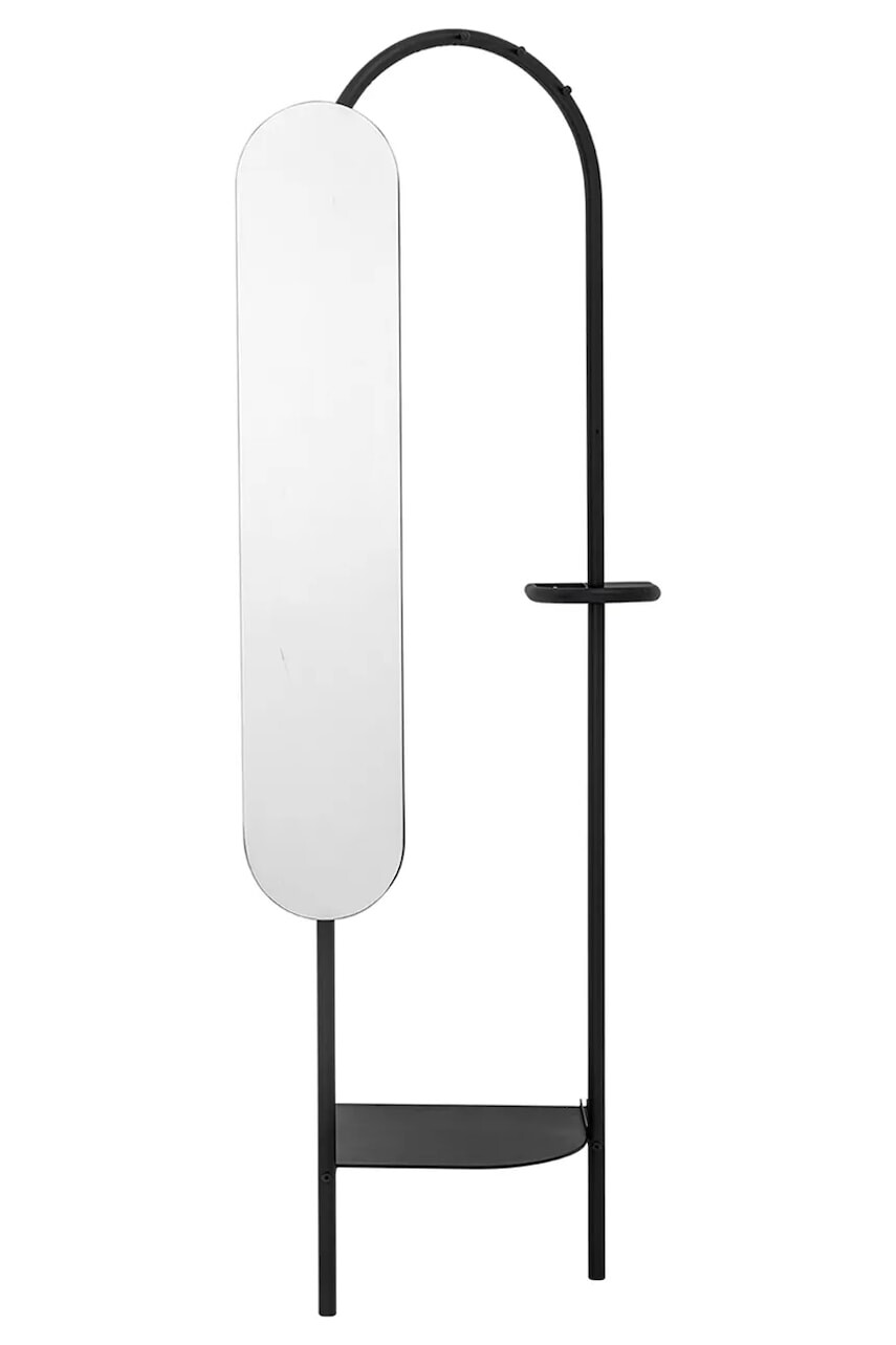 Vešiak na oblečenie so zrkadlom Bloomingville Belen 58 x 185 x 45 cm čierna farba