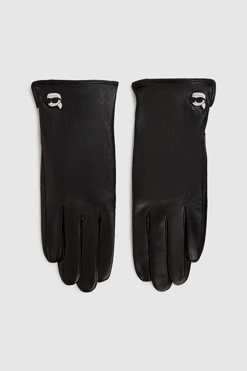 Kožené rukavice Karl Lagerfeld čierna farba, A4W33112