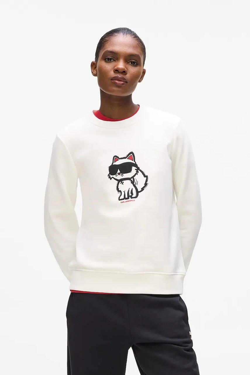 Mikina Karl Lagerfeld béžová farba, s potlačou, A4W20043