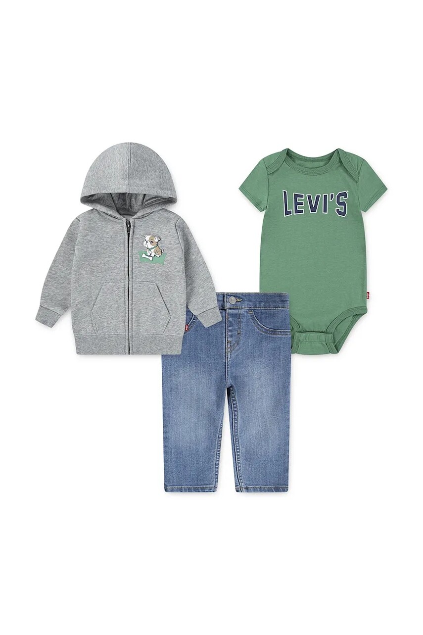Súprava Levi's 3PC FZ, TEE, DENIM SET šedá farba, 6EN867