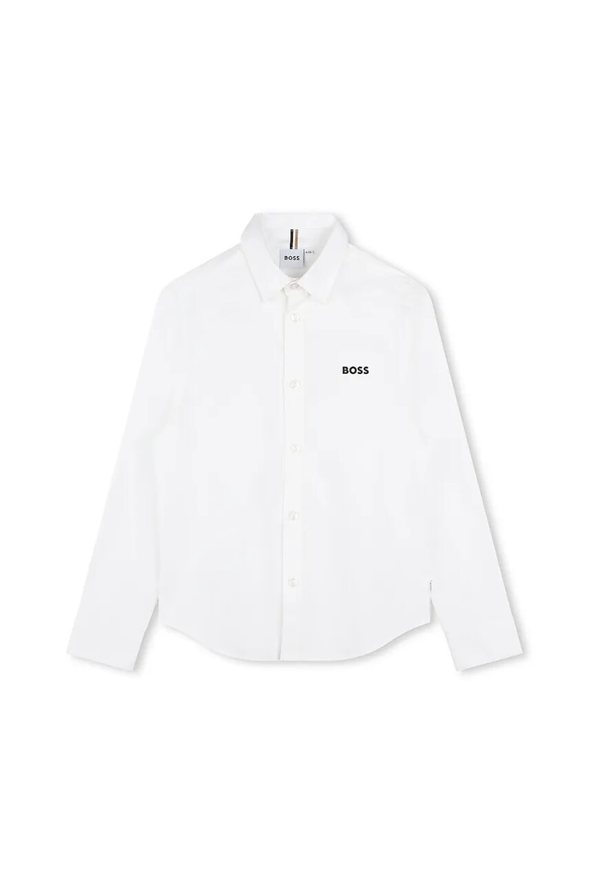 Detská bavlnená košeľa BOSS čierna farba, J52675