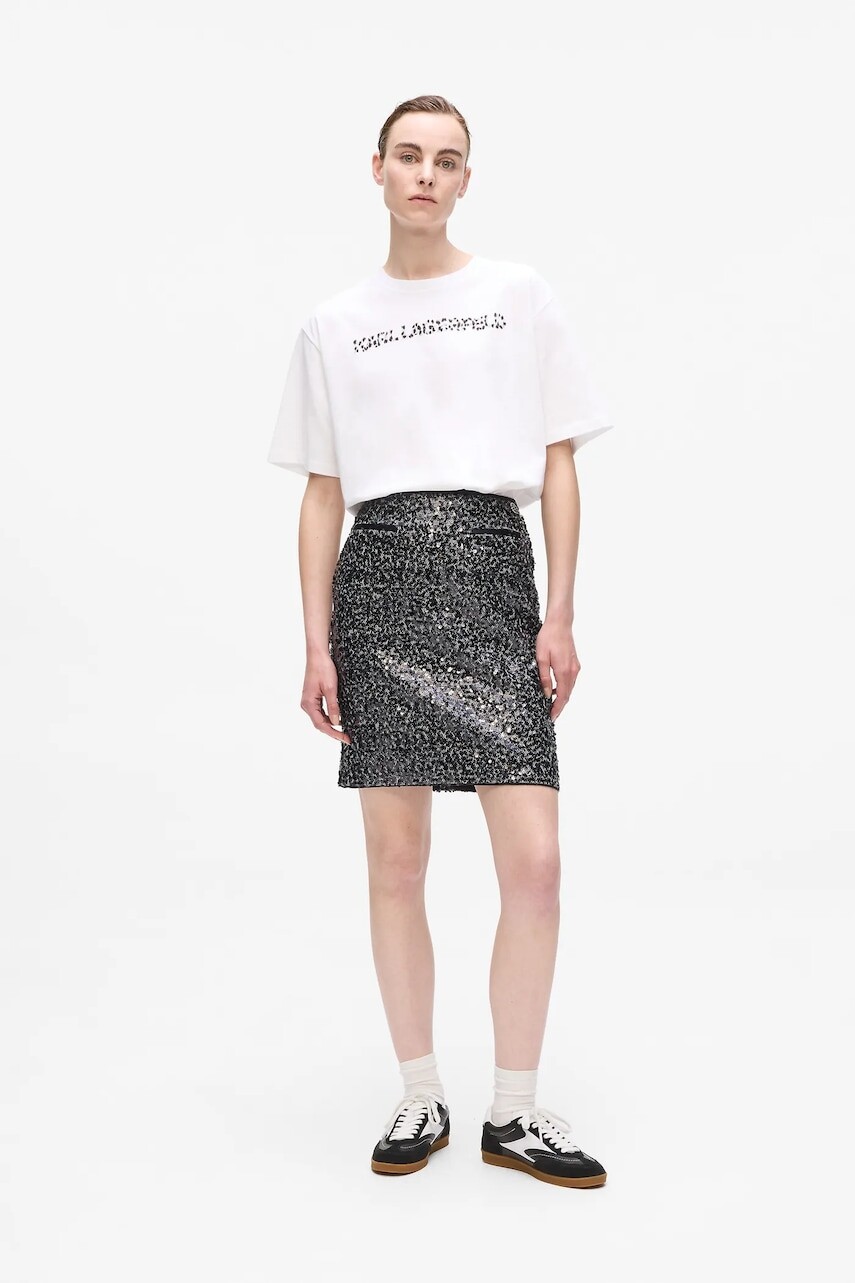 Sukňa Karl Lagerfeld šedá farba, mini, puzdrová, A4W12016