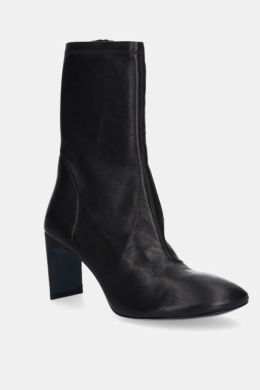 Kožené členkové topánky Patrizia Pepe čierna farba, na podpätku, 8Y0119 L121 K103