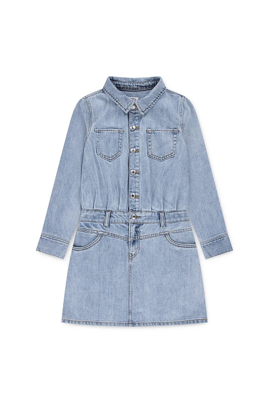 Šaty Levi's LS WESTERN DRESS modrá farba, mini, rovný strih, 4EN476