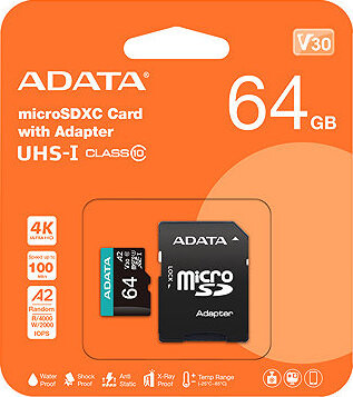 ADATA MicroSDXC 64 GB Premier Pro + SD adaptér