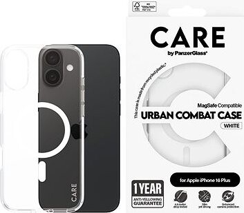 PanzerGlass CARE kryt Apple iPhone 16 Plus MagSafe Urban Combat priehľadný/biely