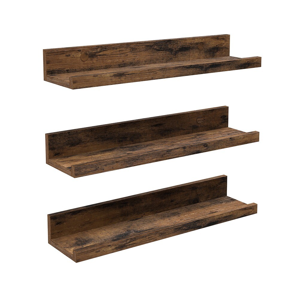 3-dielna sada drevených nástenných políc