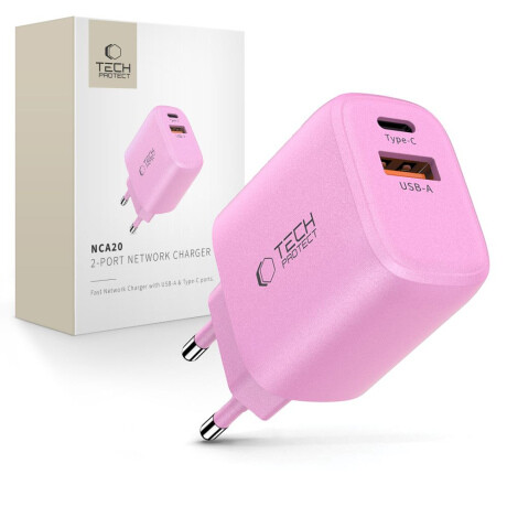 Tech-Protect NCA20 sieťová nabíjačka 20W PD QC, ružová