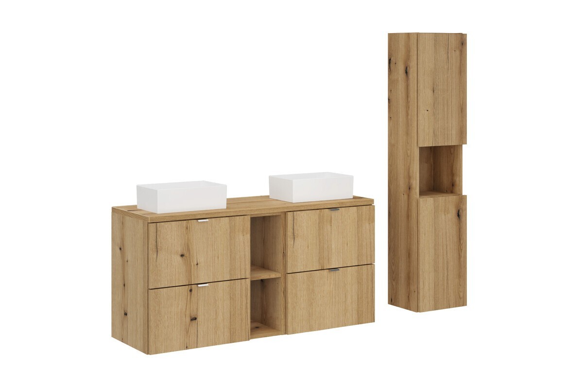 Koupelnová sestava Nova Oak se skříňkami a umyvadly 120 cm dub evoke