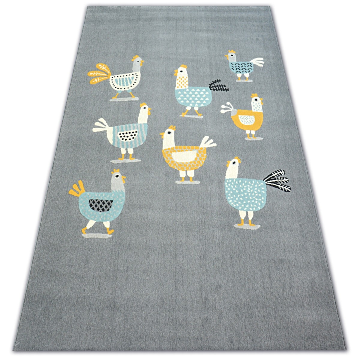Kusový koberec PASTEL 18413/072 - kuřata / šedý tyrkysový