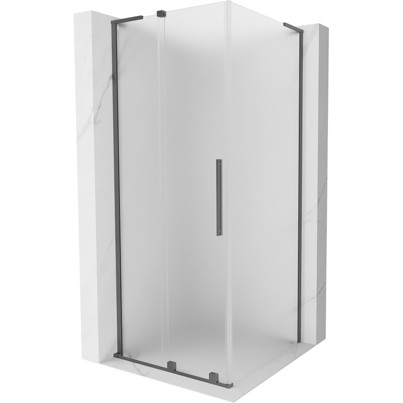 MEXEN/S - Velar L sprchovací kút, posuvné dvere 90 x 90, dekor, grafit metal 871-090-090-33-95