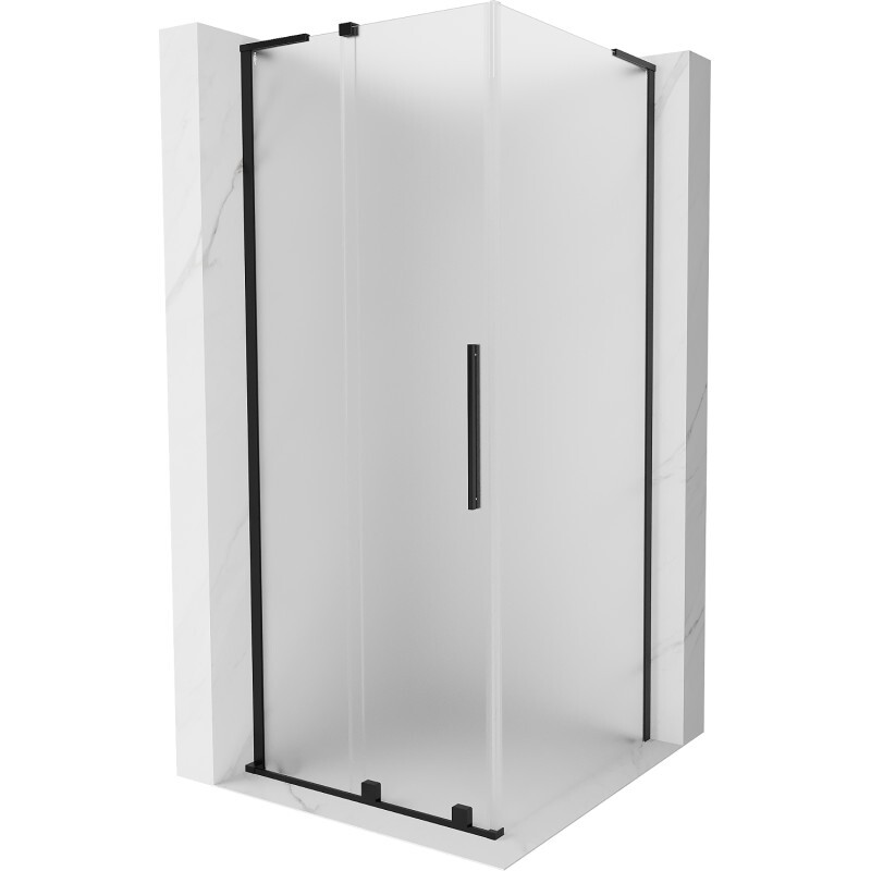 MEXEN/S - Velar L sprchovací kút, posuvné dvere 90 x 90, dekor, čierna 871-090-090-33-70