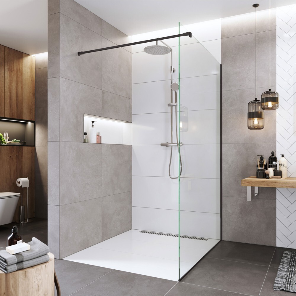 Mereo Sprchová stena WALK IN, Novea, 130x200 cm, čierny ALU, sklo Číre CK10607HB