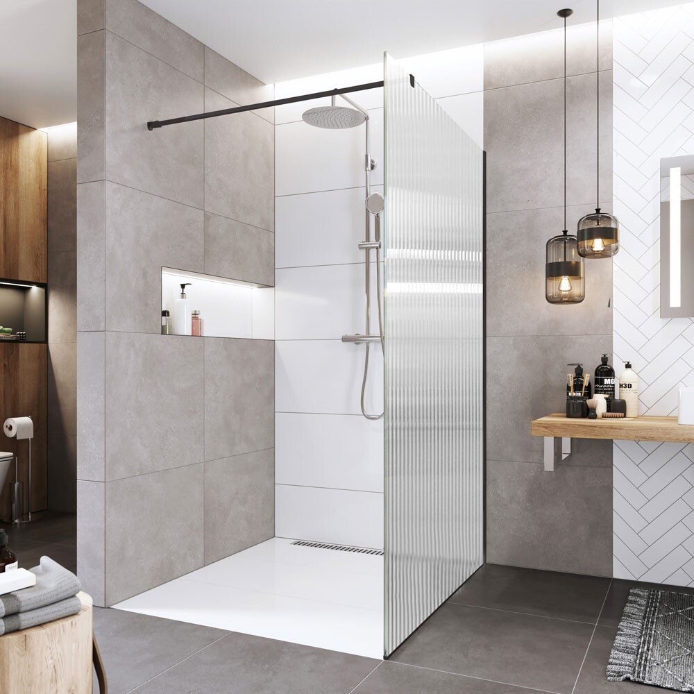 Mereo Sprchová stena WALK IN, Novea, 80 x 200 cm, čierny ALU, sklo Line CK10601HBL