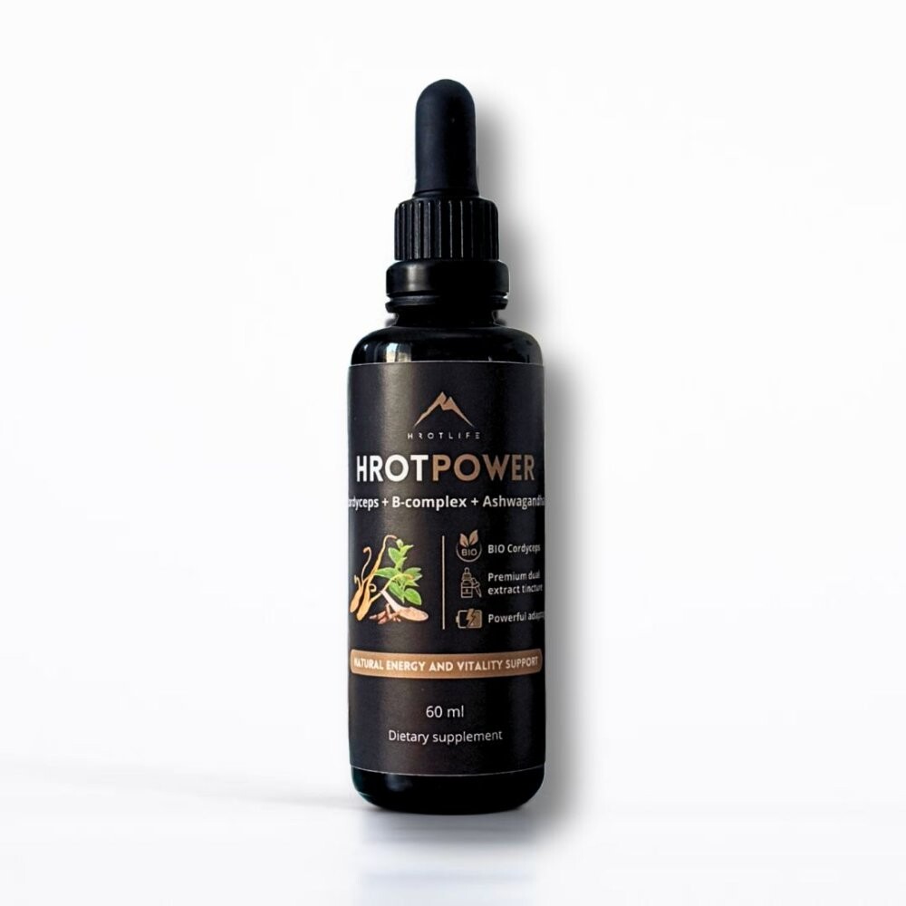 Hrotpower tinktúra z Cordyceps + B-komplex + Ashwagandha Hrotlife 60ml