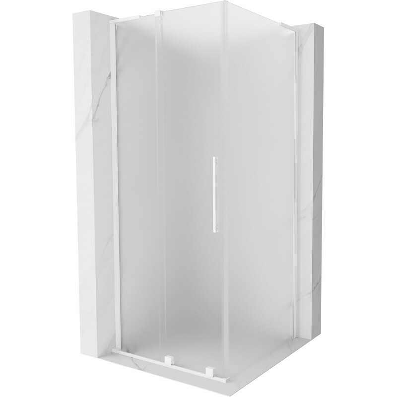 MEXEN/S - Velar L sprchovací kút, posuvné dvere 90 x 90, dekor, biela 871-090-090-33-20