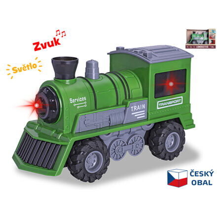 MIK 68921 Mikro Trading Lokomotíva zelená 22,5 cm 1:16 na zotrvačník na batérie so svetlom a zvukom