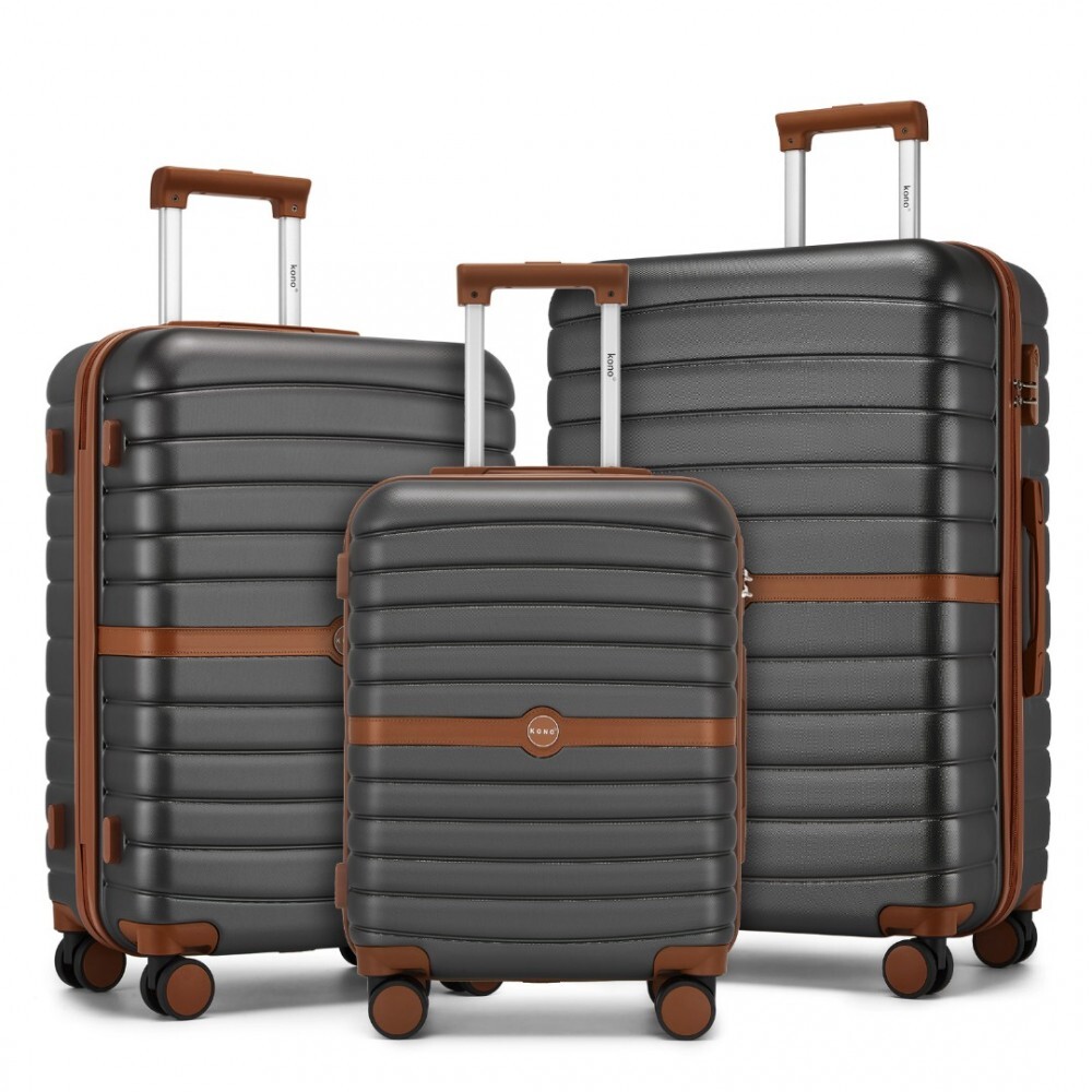 3dielna sada cestovných kufrov ABS + PC Kono - 36/62/94 L - sivá