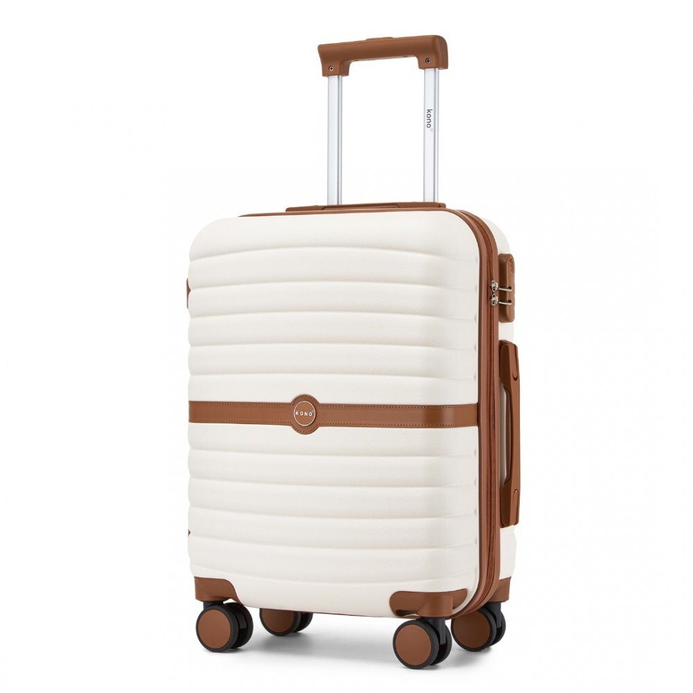 Cestovný kabínový kufor ABS+PC s pruhovaným vzorom Kono - 36 L - béžovo-hnedý