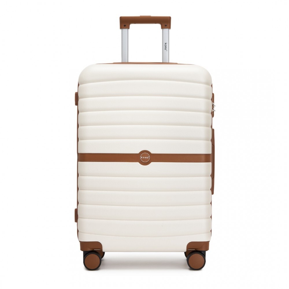Cestovný kufor ABS+PC s pruhovaným vzorom Kono - 62 L - béžovo-hnedý