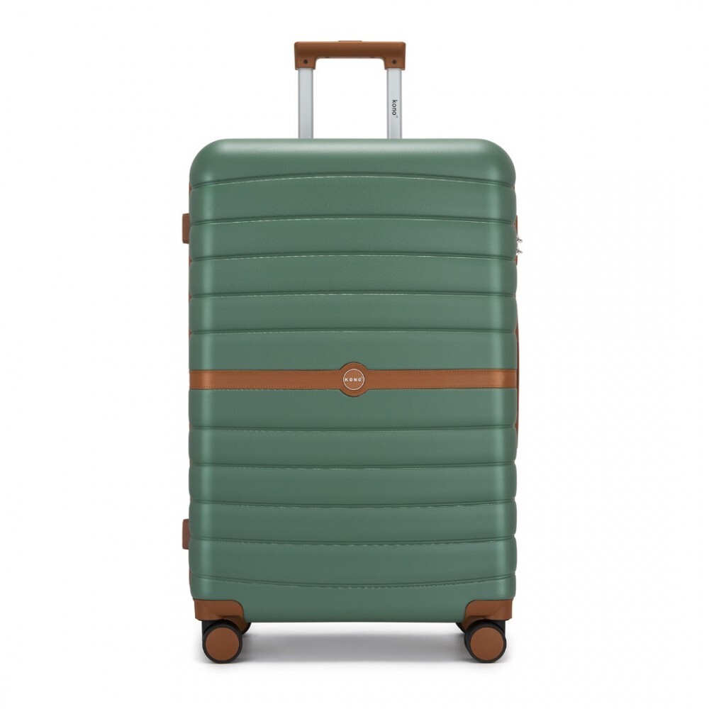 Cestovný kufor ABS+PC s pruhovaným vzorom Kono - 94 L - zelený