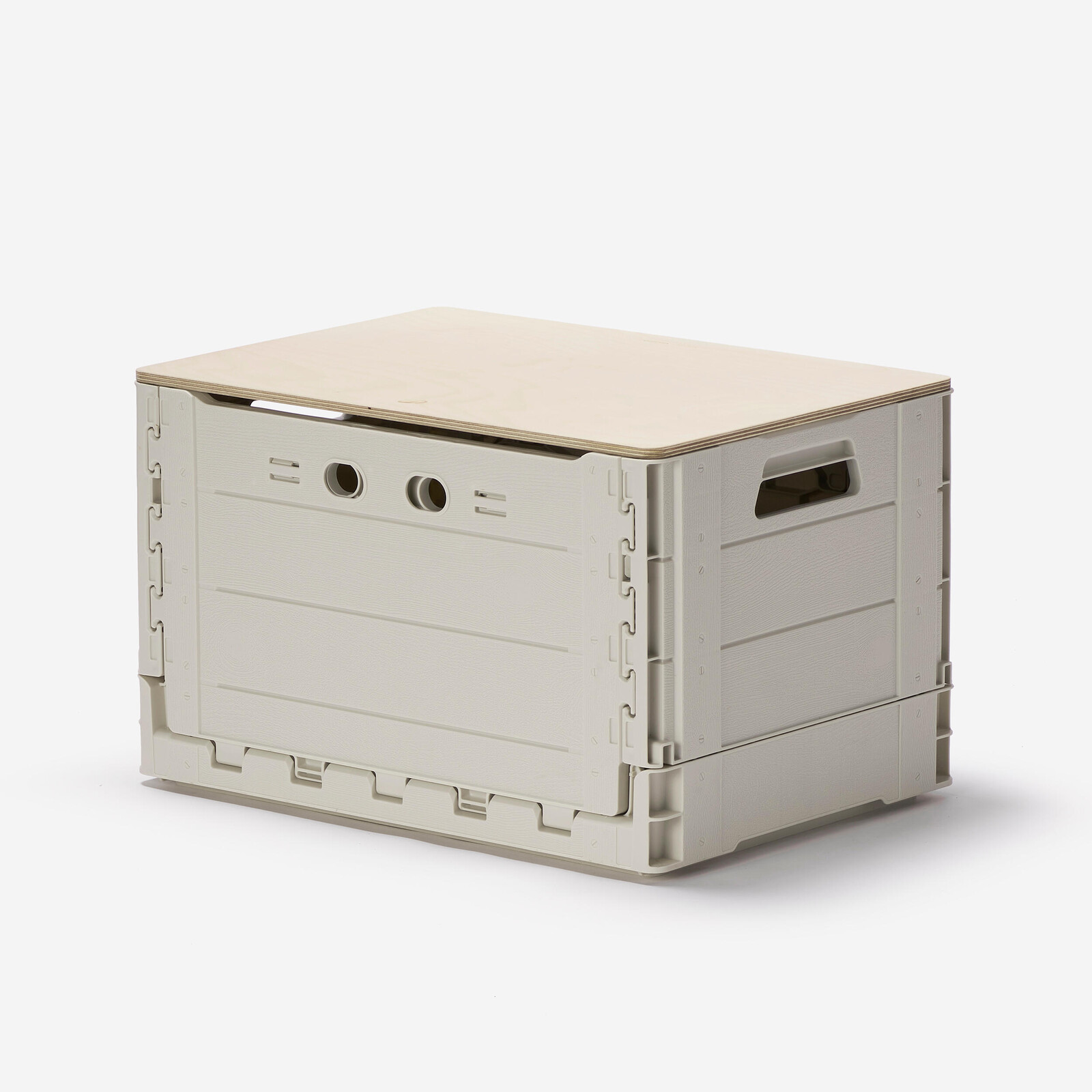 Kempingová odkladacia škatuľa skladacia 49 l s drevenou doskou