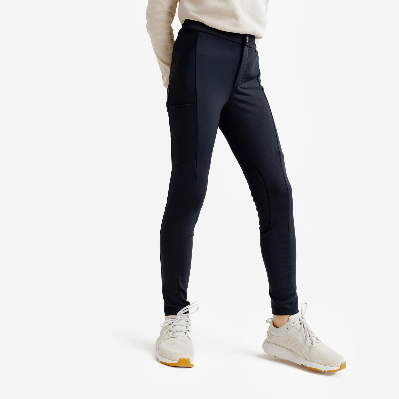 Detské hrejivé jazdecké nohavice 100 čierne