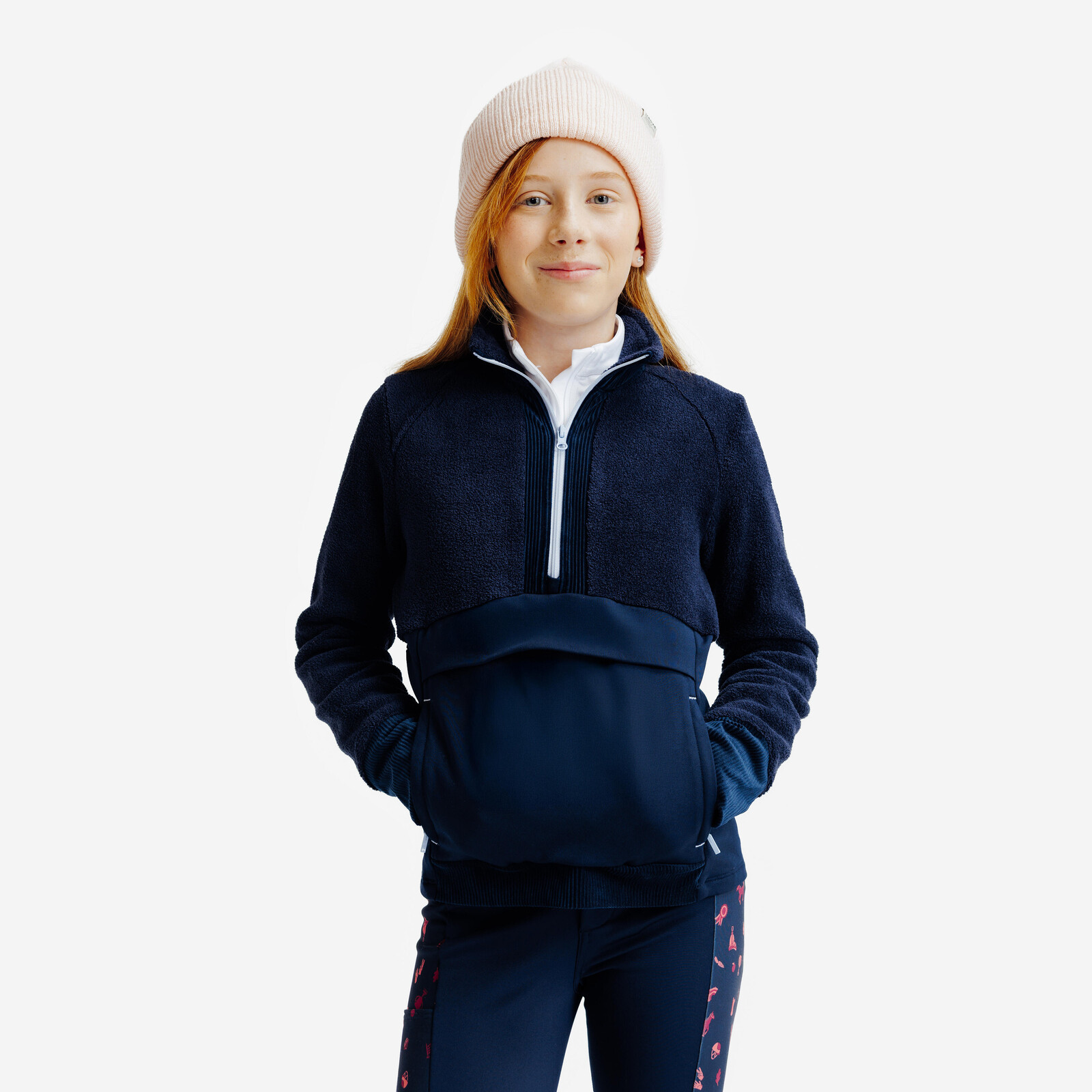 Detská hrejivá jazdecká mikina modro-čierna