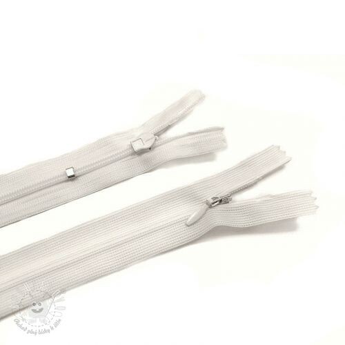 Zips krytý nastaviteľný 60 cm off white