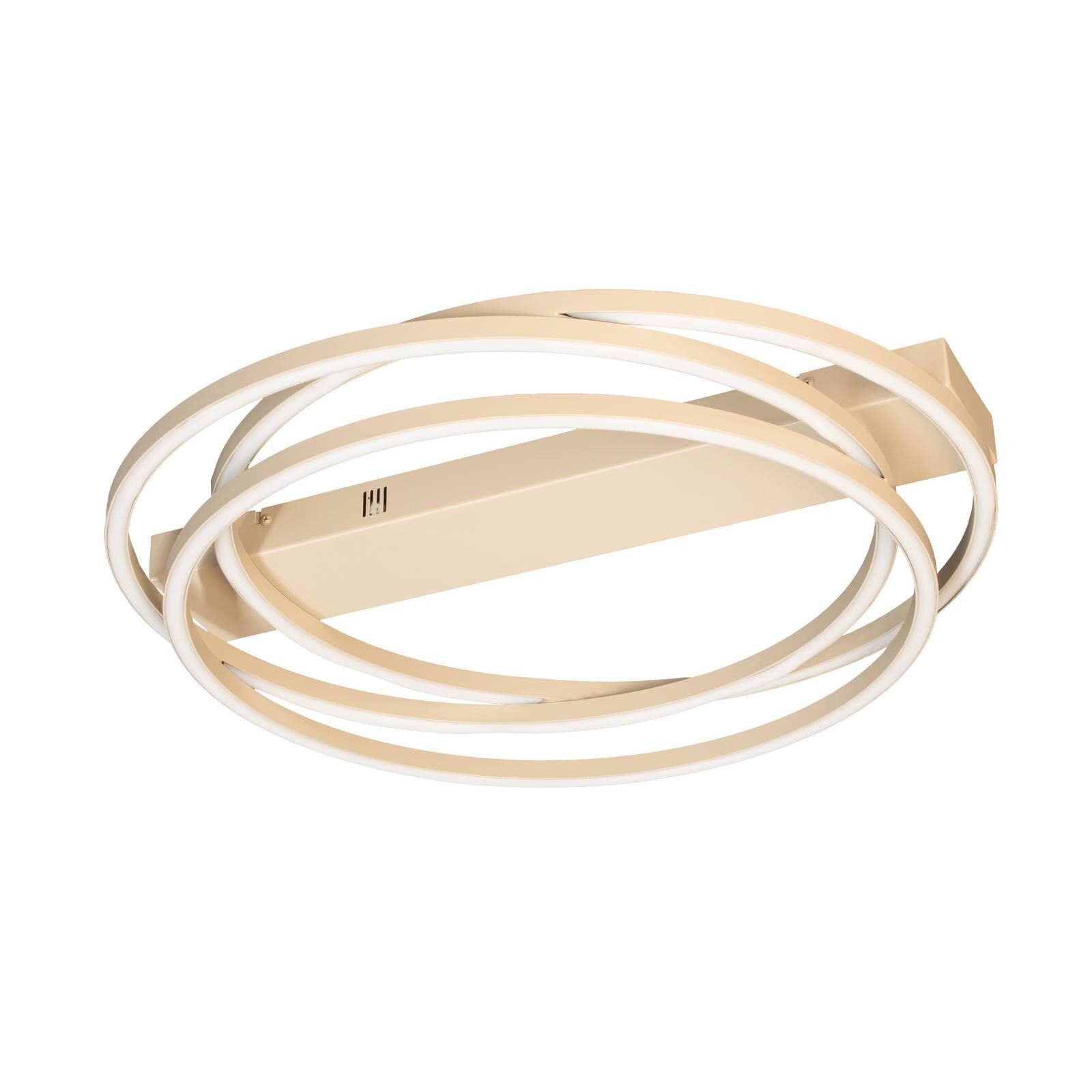 Stropné LED svetlo Kiku, Ø 56 cm, piesková farba, kov, CCT