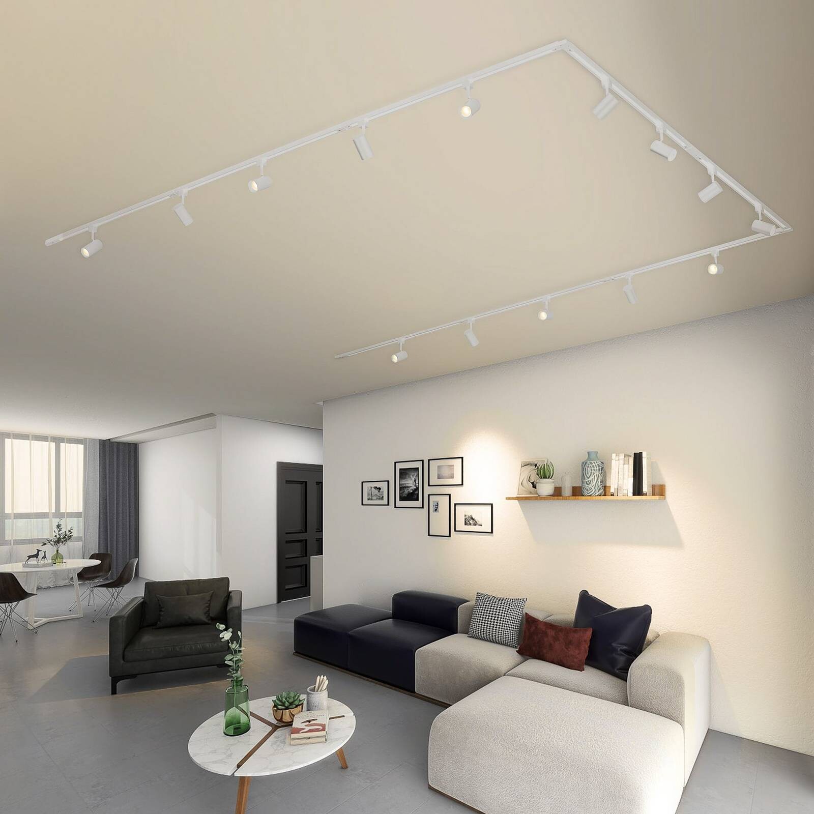 Lindby 1-fázový koľajnicový systém Linaro, GU10, 14-pl., biely