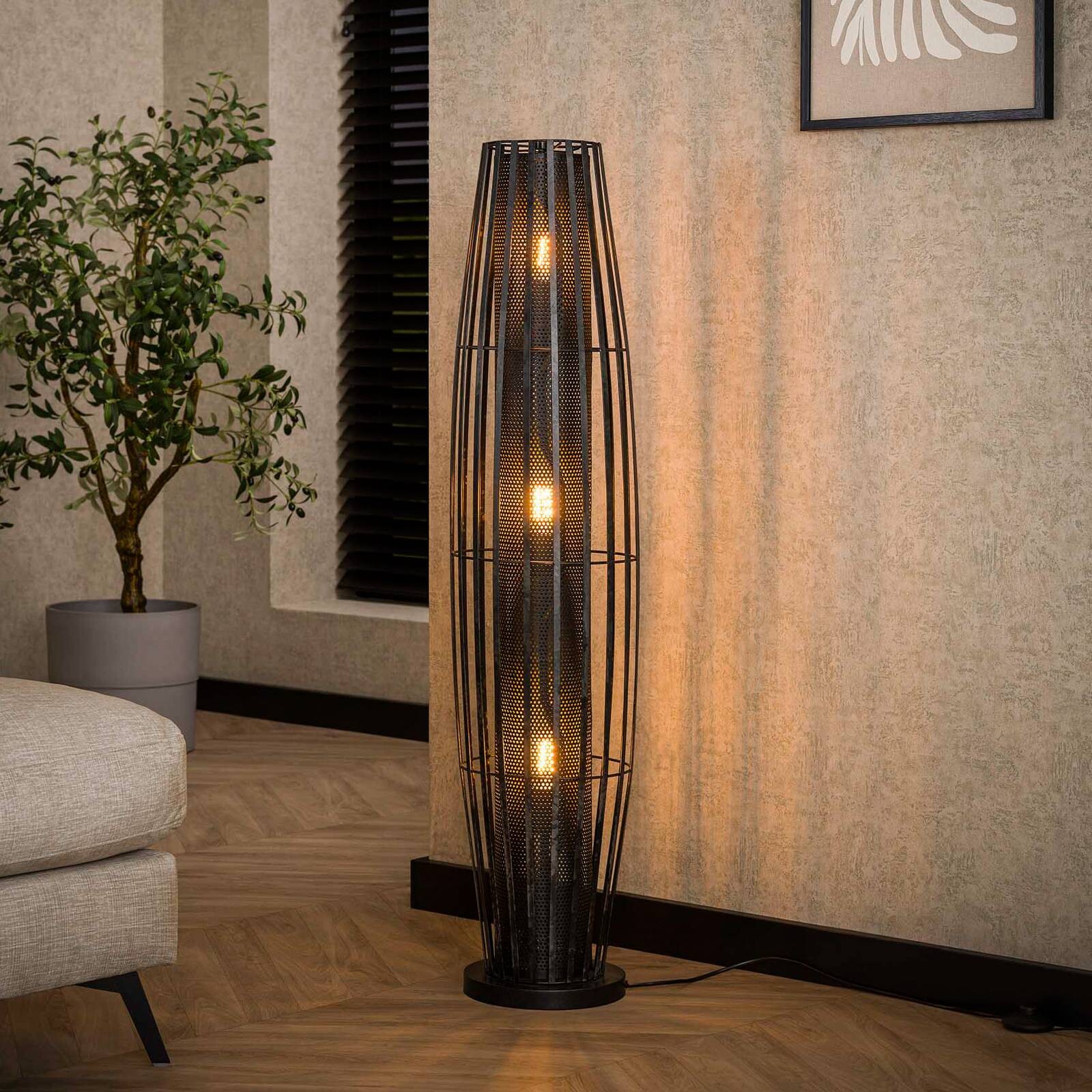 Stojacia lampa Dublindo, výška 120 cm, antracitová, kov, 3 x E27