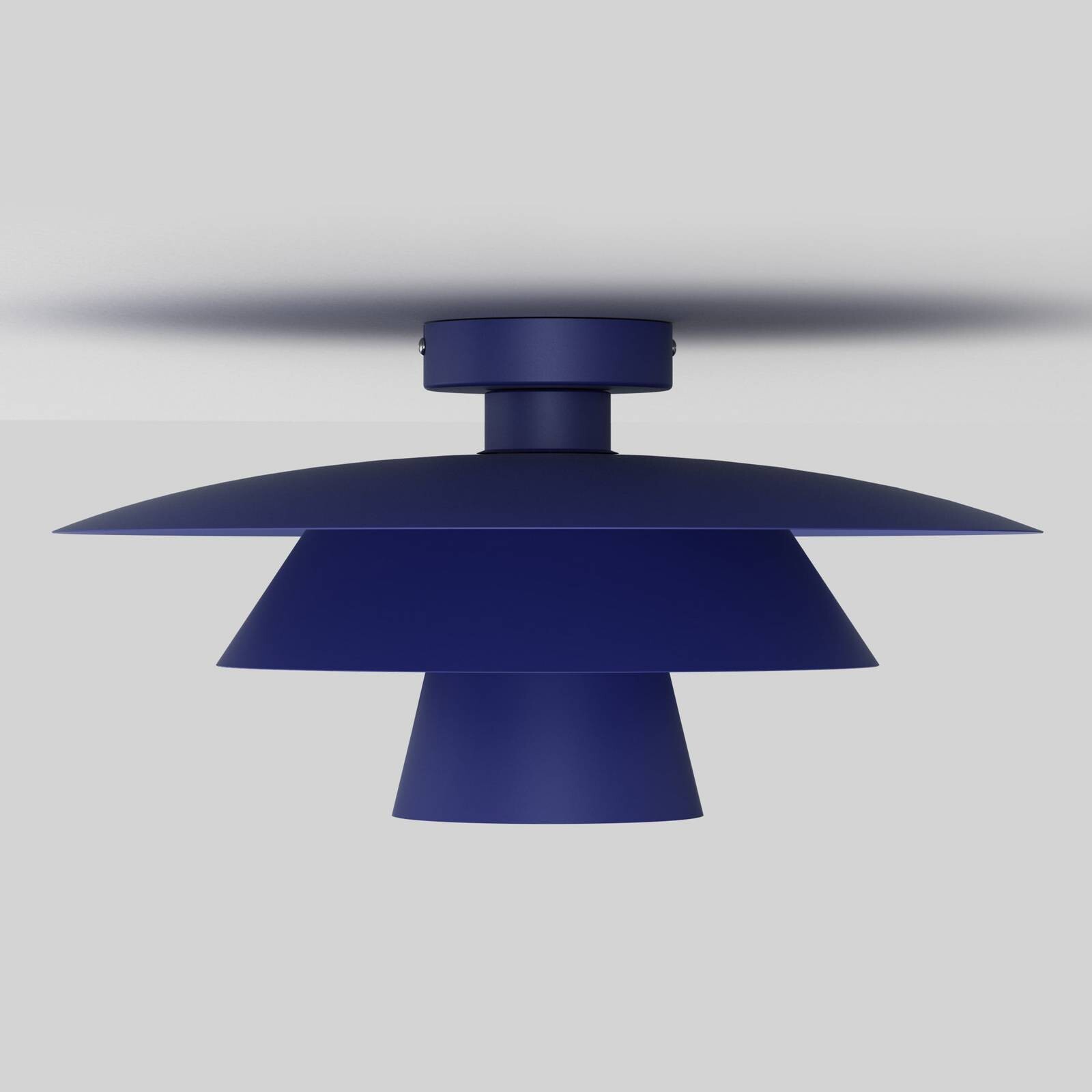 Stropné svietidlo Plato, tmavomodré, kov, Ø 38 cm, E27