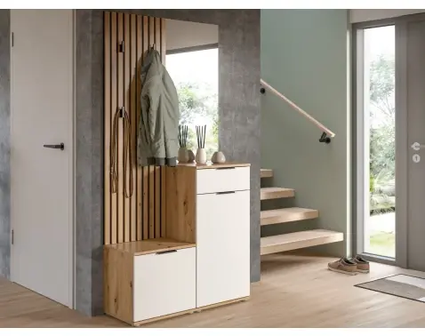 Predsieňová stena Simple, dub artisan/biela%