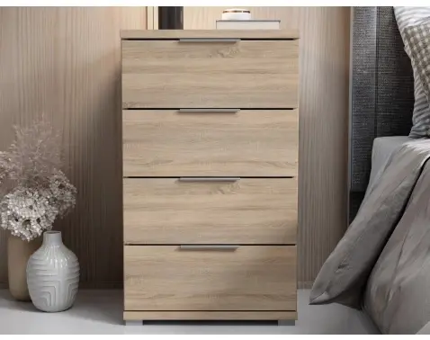 Nočný stolík/skrinka so 4 zásuvkami Smilla, výška 79 cm, dub sonoma%
