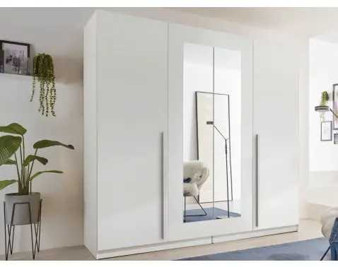Šatníková skriňa so zrkadlom Cano, 228 cm, biela%