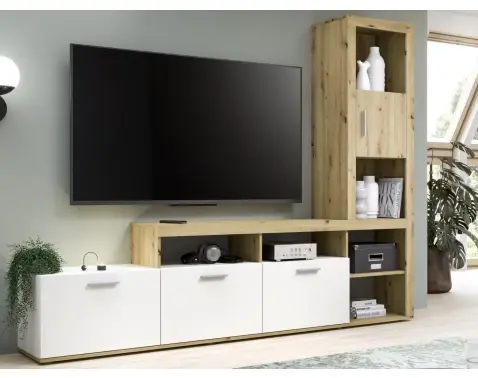 Obývacia stena Jacky, dub artisan/biela%