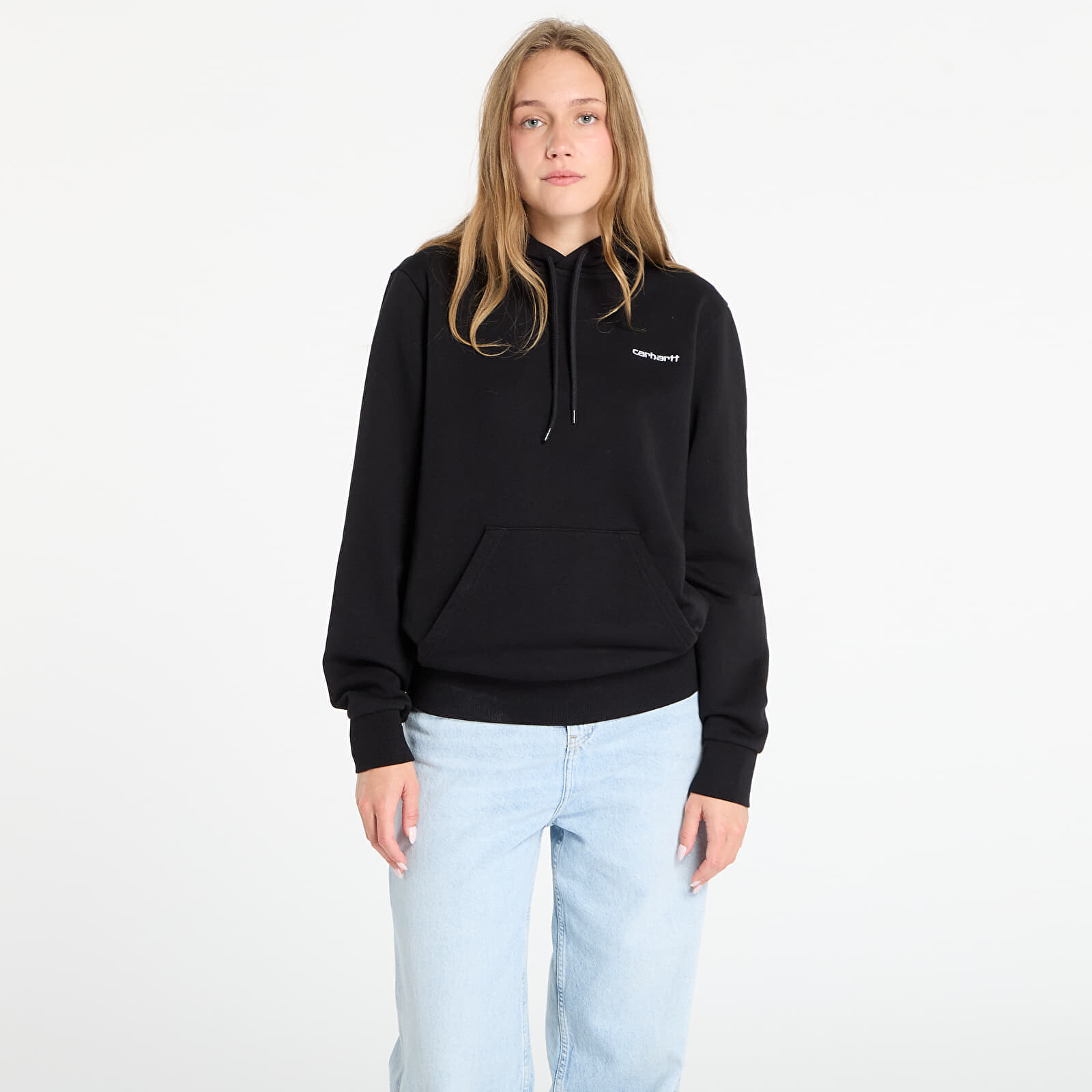 Mikina Carhartt WIP Hooded Script Embroidery Sweat UNISEX Black/ White L