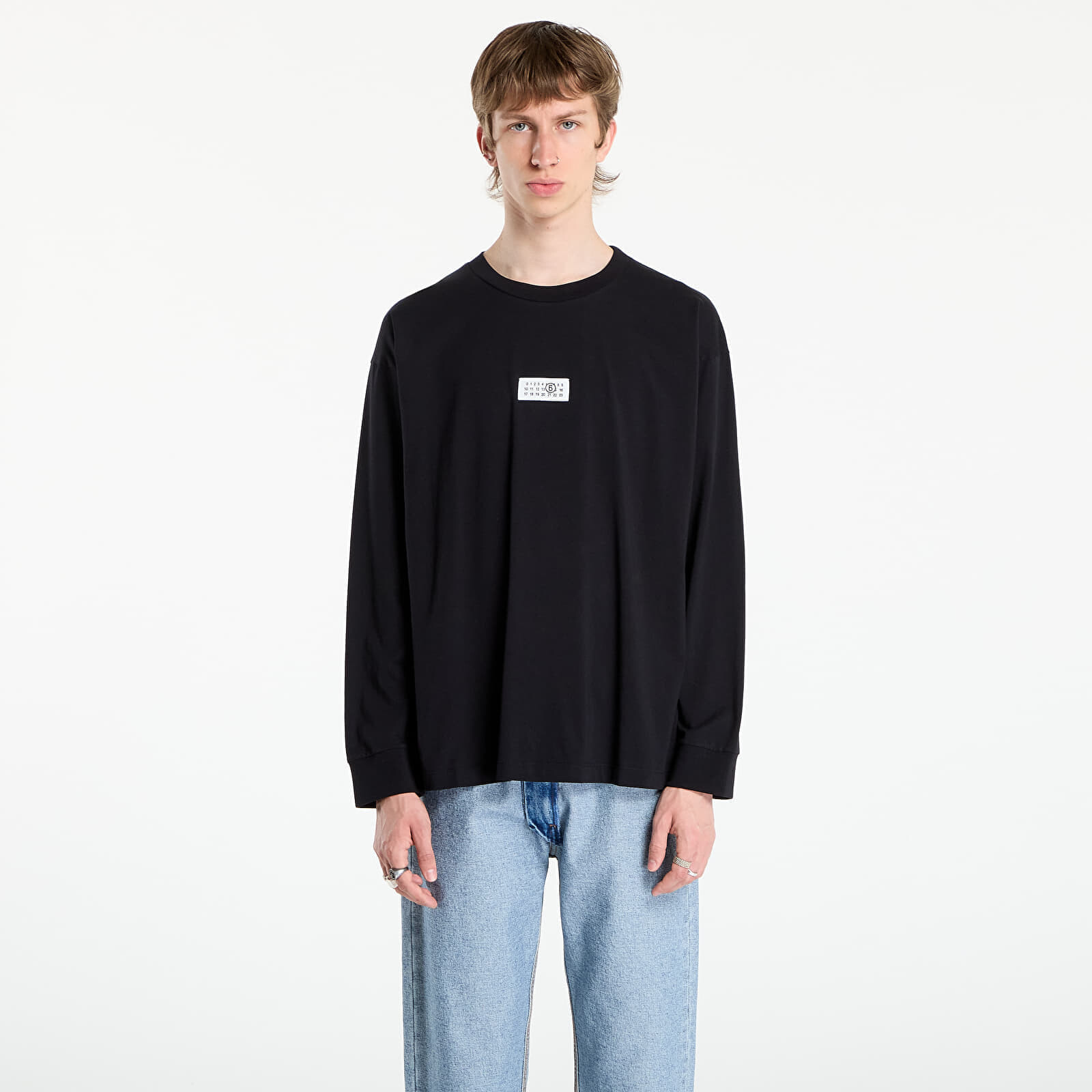 Tričko MM6 Cotton Long Sleeve T-Shirt Black L