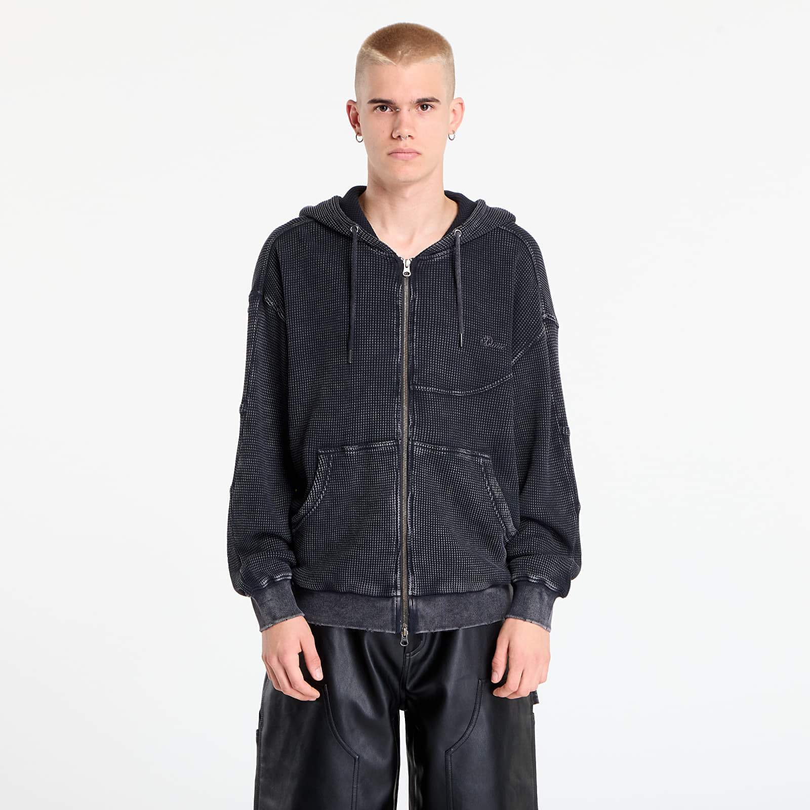 Mikina DIME Premium Waffle Zip Hoodie UNISEX Faded Black L