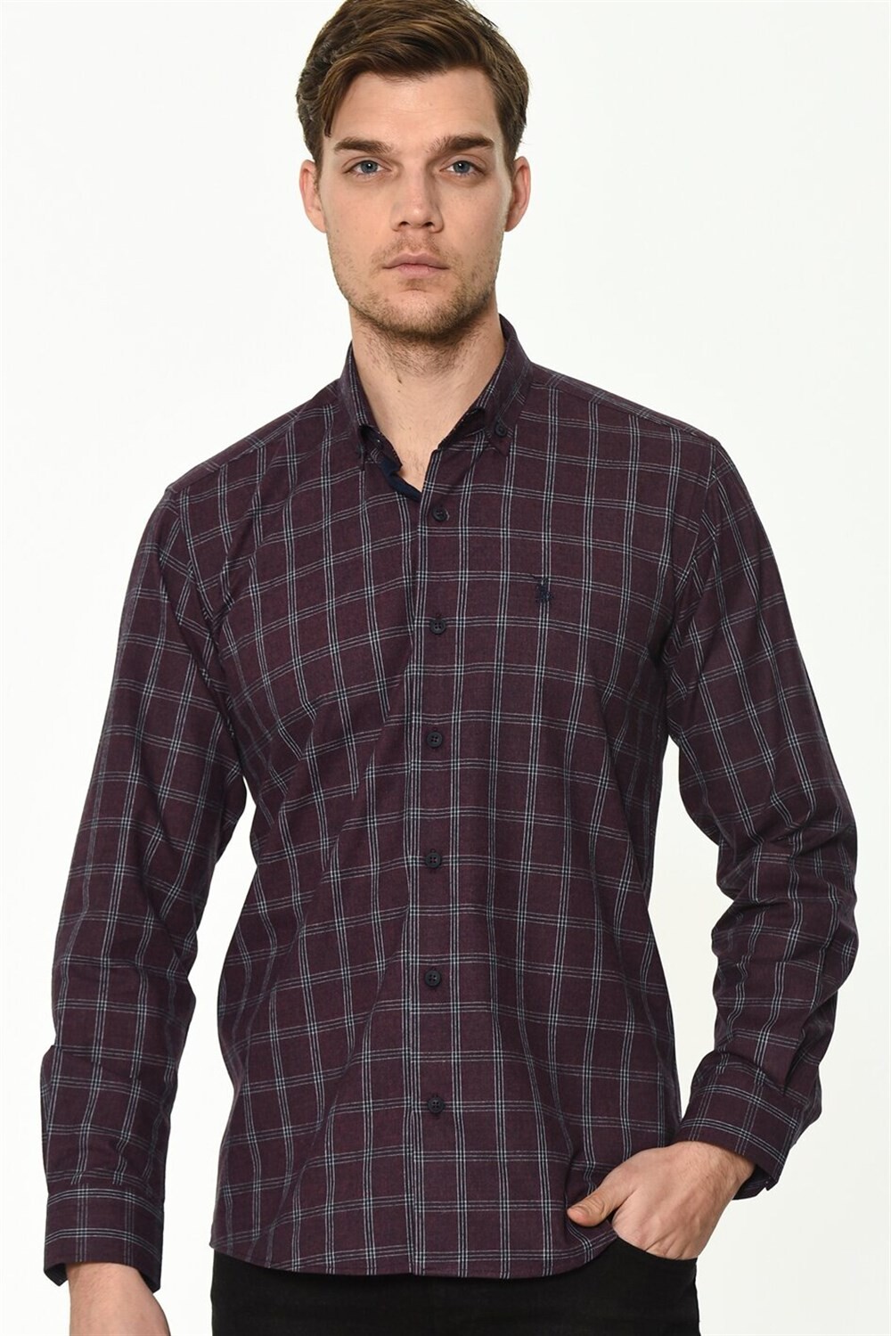 G711 DEWBERRY MEN'S SHIRT-BURGUNDY