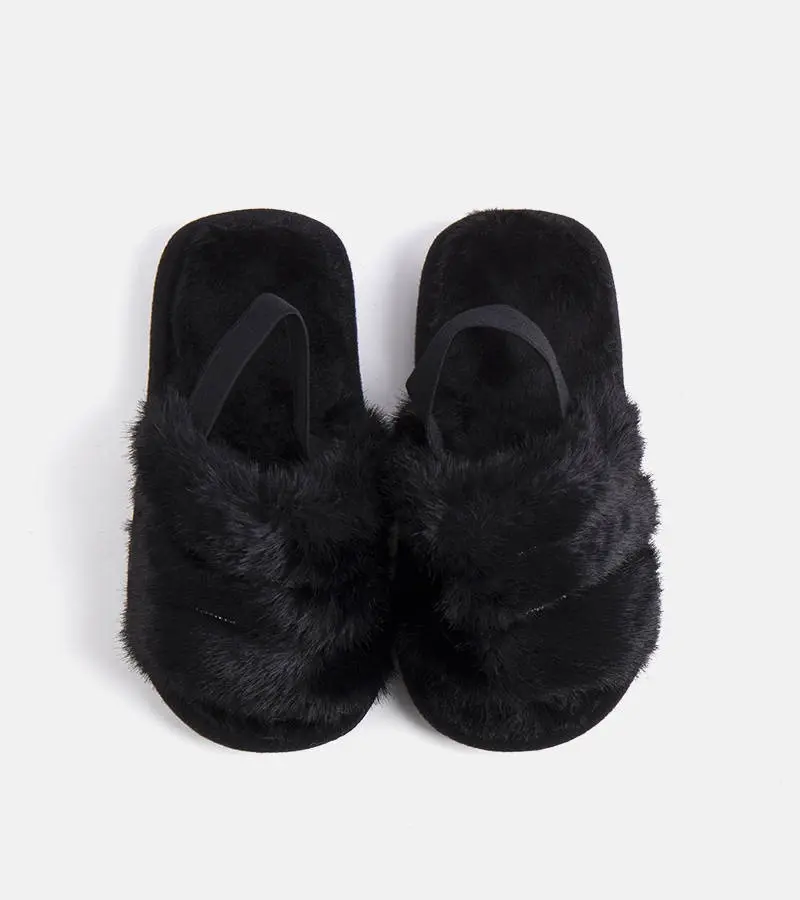 Gemre Čierne papuče Mia s gumovou podrážkou